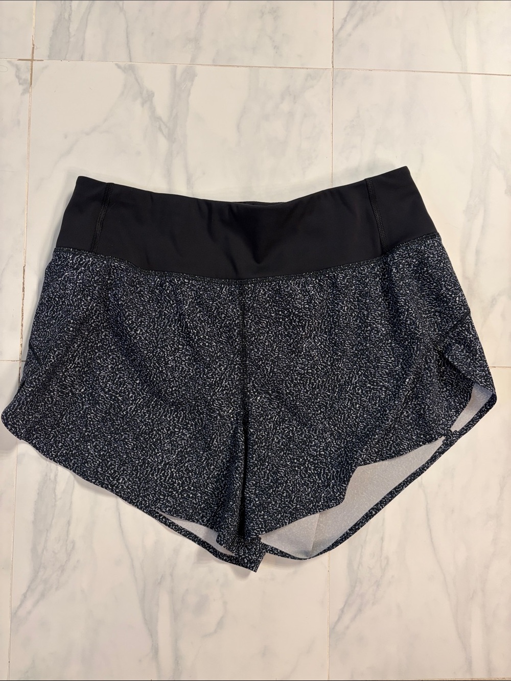 Athleta Black Speckle High-Rise Athletic Shorts